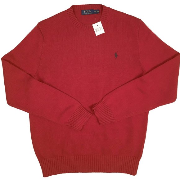 Polo Ralph Lauren Other - NEW Polo Ralph Lauren Sweater! S or L  Red  Navy Polo Player  Cotton  Crewneck